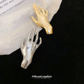 Polished Hand Shaped Brooch In Gold Tone Or Silver Tone view 2