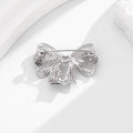 Silver Tone Crystal Wide Bow Metal Brooch Pin for Jackets view 4