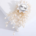 Pearl Spray Brooch with Gold Tone Floral Center Decorative Lapel Accessory view 4