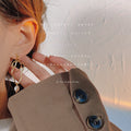 Gold Tone Irregular Double Loop Pearl Asymmetric Stud Earrings view 3