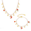 Pearl Christmas Charm Necklace and Bracelet in Gold Tone view 5