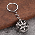 Six-Spoke Alloy Car Wheel Rim Keychain With Split Ring view 7