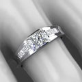 Square Clear Solitaire Channel-Set Wide Ring In Silver Tone view 3