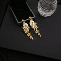 Crystal Leaf Cascade Drop Earrings Gold Blue Green Red view 6