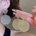 Openwork Double Disc Statement Earrings In Two Tones view 1