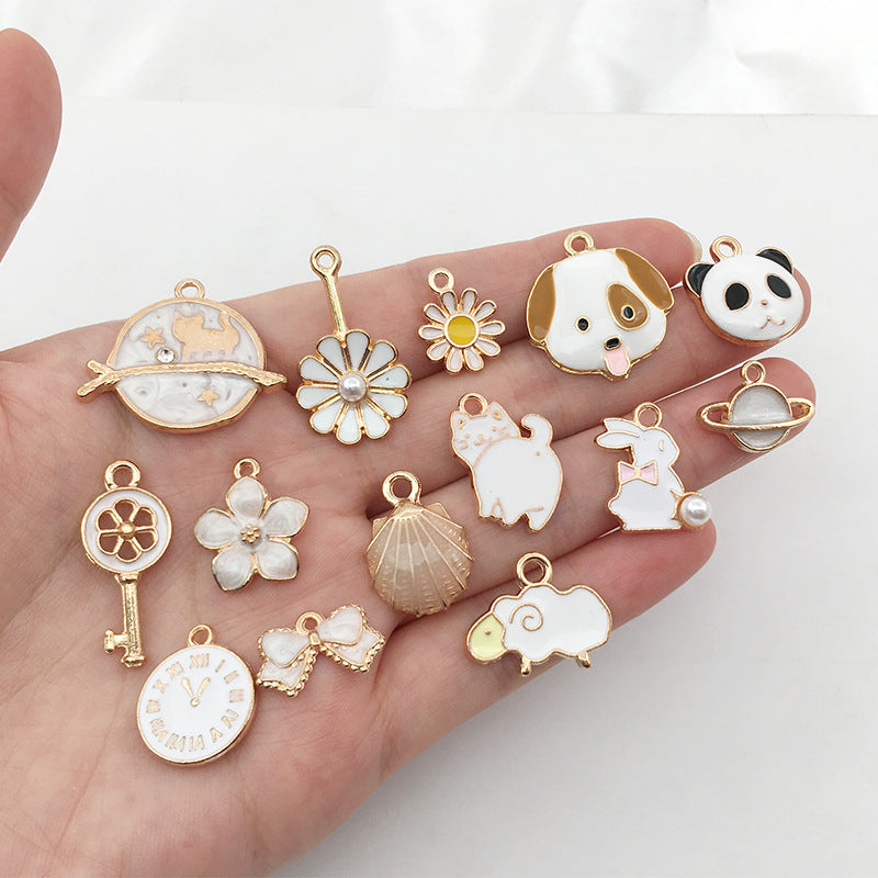 Enamel Zinc Alloy Bear Moon Charm Pendant for DIY Necklace Earrings Keychain Jewelry