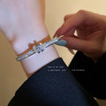 Silver Tone Double Band Crystal Bangle In Two Sizes view 3