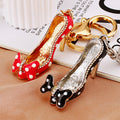 Polka Dot Bow High Heel Keychains in Blue, Pink and Black view 2