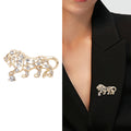 Crystal Tiger Brooch with Openwork Body in Silver or Gold Tone view 2