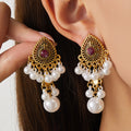 Four Color Antique Gold Teardrop Pearl Look Earrings view 7
