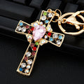 Mixed Jeweled Cross Keychains in Three Designs with Matching Braided Loops view 3