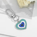 Enamel Evil Eye Keychain Silver Tone Round Square Heart Charms view 3