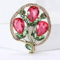 Three Tulip Crystal Brooch in Blue or Pink Floral Colors view 2