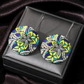 Silver Tone Oversized Round Geometric Acrylic Hook Earrings view 2