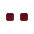 Wine Red Flocked Velvet Heart Stud Earrings Design view 5