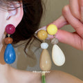 Color Block Bead Teardrop Stud Earrings Fashion Jewelry view 2