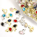Faceted Crystal Swan Metal Pendant Charms in 14 Color Styles view 1