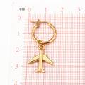 Gold and Silver Tone Airplane Huggie Drop Earrings view 4