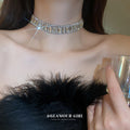 Silver Emerald Cut Rhinestone Wide Choker Necklace Single Style view 3