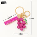 Rhinestone Grape Cluster Keychain Green Leaf Charm Options view 4