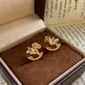 Gold Tone Crystal Rocking Horse Stud Earrings Fashion Earrings view 6