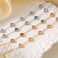 Heart And Square Zircon Station Bracelets Gold Or Steel view 4