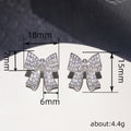 Silver Full Pavé CZ Bow Stud Earrings Pair Clear Stones view 4