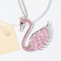 Crowned Rhinestone Swan Pendant Ornament Pink Clear Styles view 2