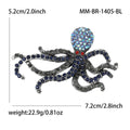 Octopus Brooch In Metal With Colored Crystals And Curling Tentacles view 4