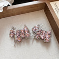 Pink Rhinestone Star and Dog Bow Duckbill Hair Clips view 7
