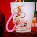 Crystal Rocking Horse Keychains with Colorful Braided Wrist Straps view 3