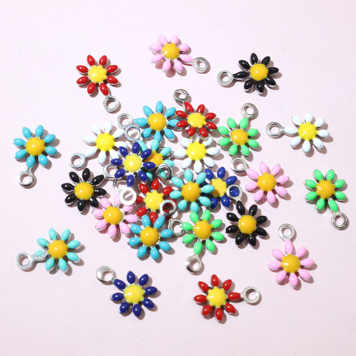 Tiny Colorful Daisy Charms with Gold Tone Loops in Nine Options