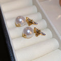 Gold Tone Bee and Pearl Earrings in Two Styles Jewelry view 6