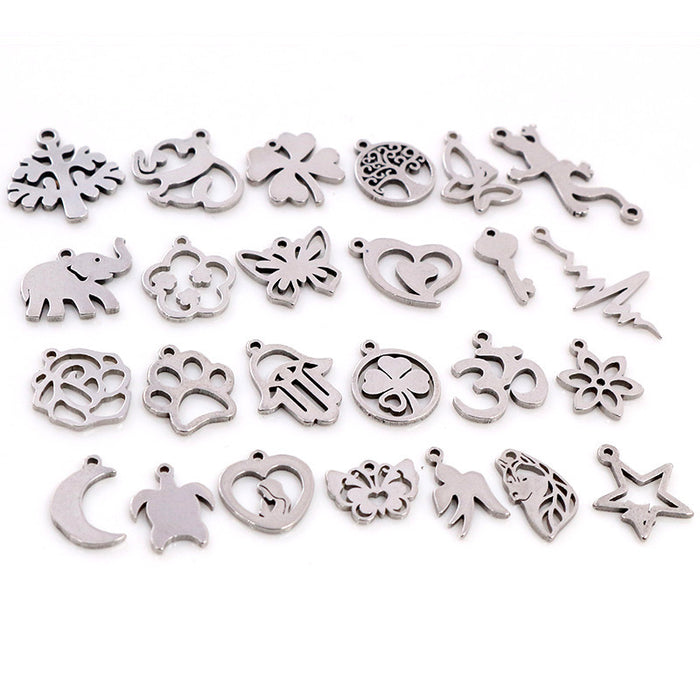 Stainless Steel Mini Charms in Twenty-Six Nature and Symbol Shapes