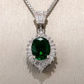 Oval Halo Pendant with Green Red or Clear Stone with Clear Stone Details view 6