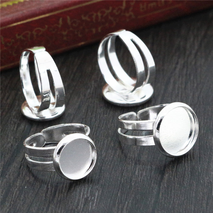 Silver Tone Adjustable Ring Blanks in Three Pad Sizes
