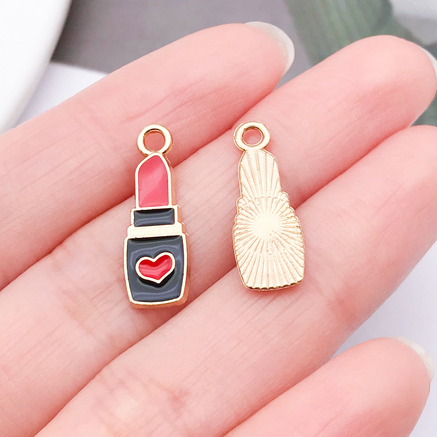 Zinc Alloy Enamel Lipstick High Heel Charm Pendant for Necklace Bracelet Earring Making