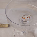 Gold Crystal Bow Mini Red Cherry Stud Earrings Pair view 4