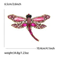 Colorful Crystal Dragonfly Brooch with Long Curved Tail view 5