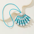 Beaded Pearl Scallop Shell Charm Pendant Two Colors view 4