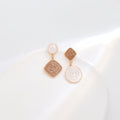 Blue and Cream Swirl Geometric Mismatched Stud Earrings view 2