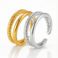 Twisted and Plain Double Band Open Rings in Two Finishes view 5