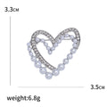 Open Heart Pearl Rhinestone Brooch Gold Silver Tone view 5
