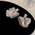 Silver Tone Layered Open Petal Statement Stud Earrings view 6