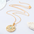 Gold Tone Round Crystal Ray Blue Evil Eye Pendant Necklace view 3