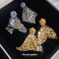 Rose Top Sequin Mesh Tassel Statement Stud Earrings view 2