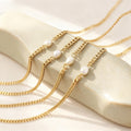Gold Curb Chain Necklace Single Freshwater Pearl Accent view 2