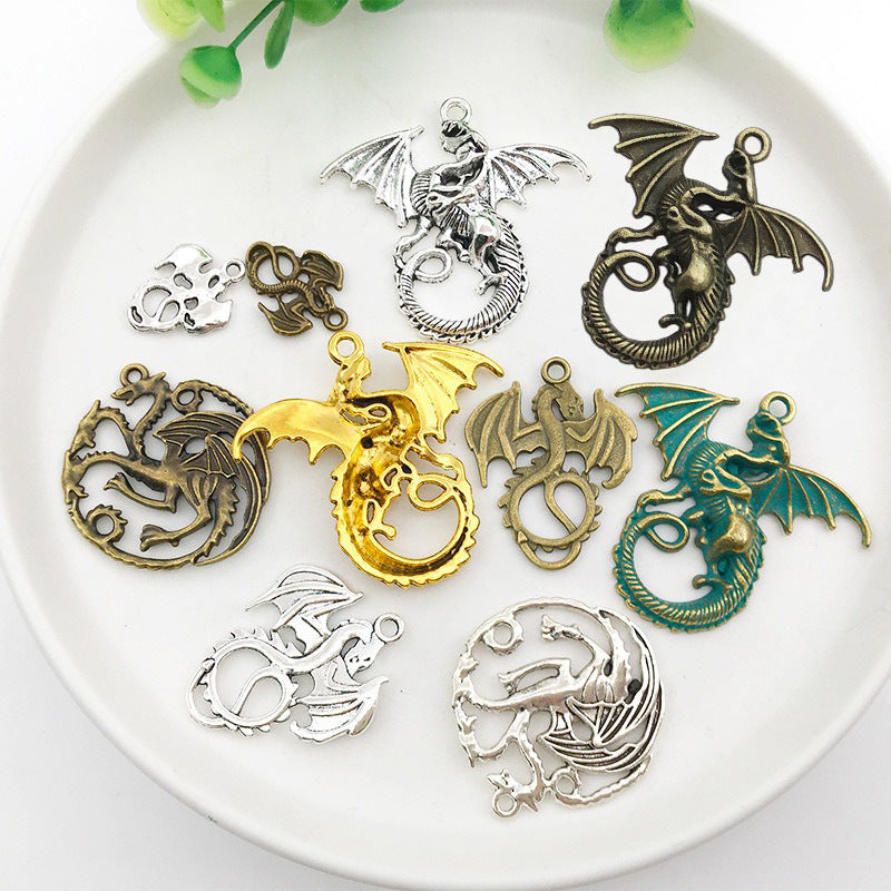 Antique Zinc Alloy Flying Dragon Pterosaur Charm Pendant for DIY Necklace Jewelry Making