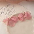 Blue Pink and Mint Sheer Petal Flower Stud Earrings view 7