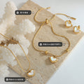 Heart Shell Necklace Bracelet Stud Earrings Gold Steel view 2